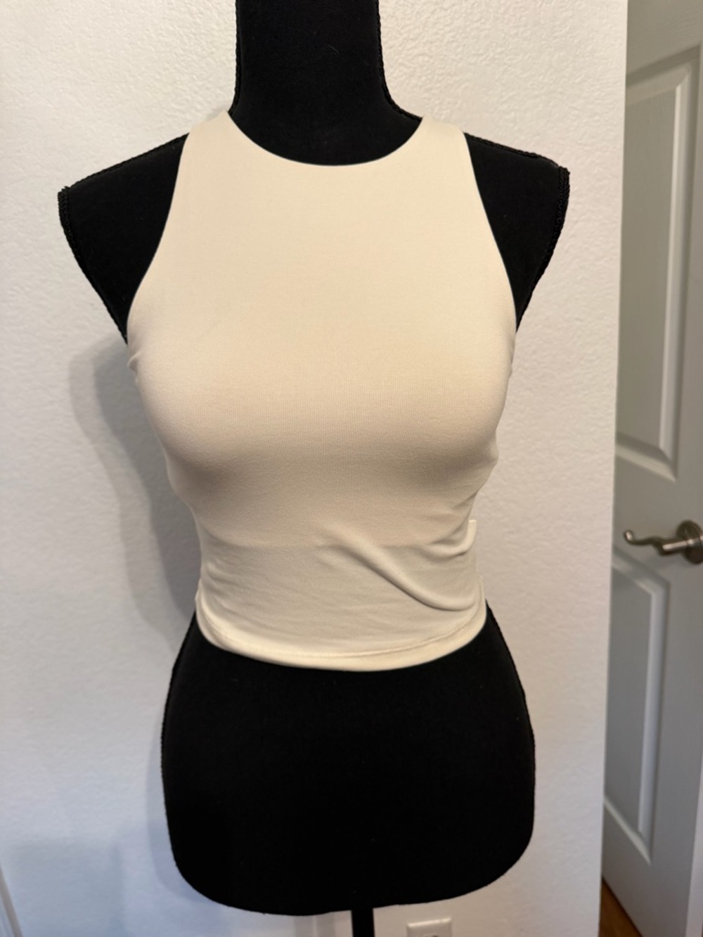 Old Navy Cream High-Neck Crop Tank